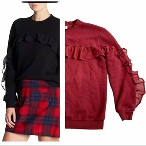 14th & Union Nordstrom Womens Cranberry Burgundy Top Sweatshirt Ruffle
Cotton